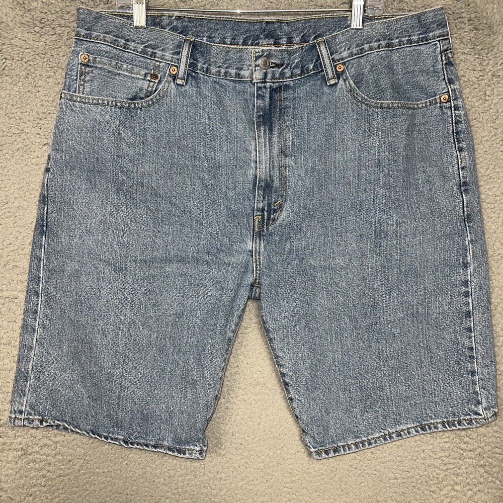 Levi's 505 Jean Shorts Men's Sz 40 (38x10) Blue Wash Denim Regular Fit Jorts